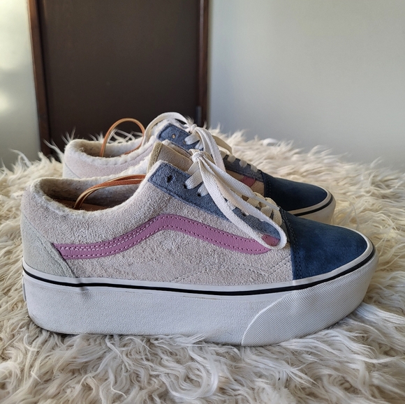 Vans Old Skool Stackform Pig Suede Sherpa Lined Platform Women's Size 8 - Picture 3 of 9